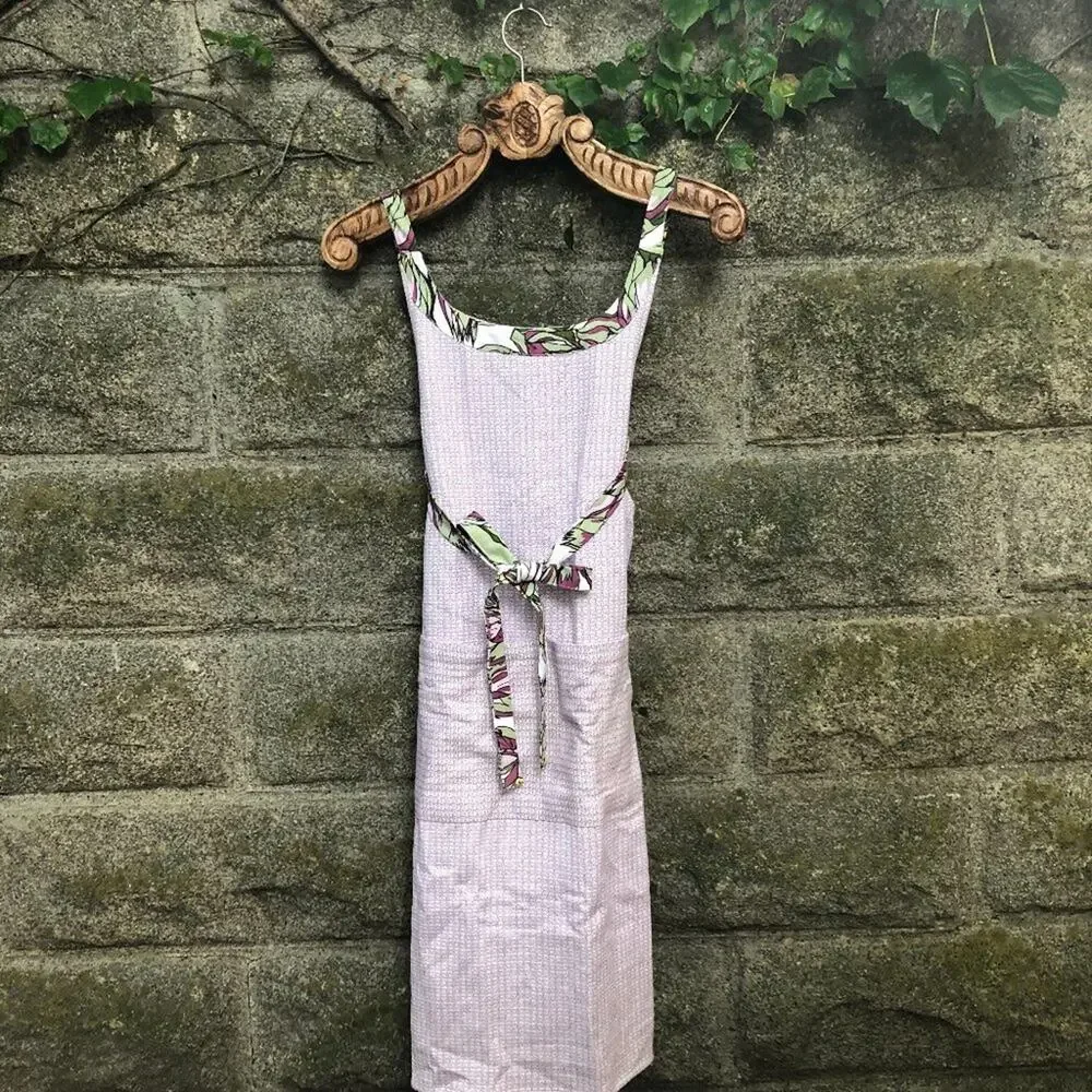 SMB Textiles 100% Cotton Textured Apron with Pockets Brown Leaf  NWT